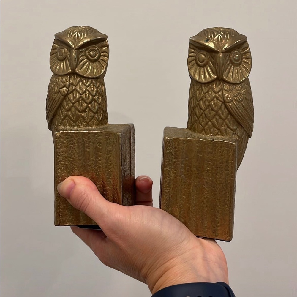 Pair of brass owl vintage bookends